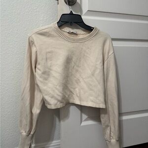 Cream Cropped Sweater Top